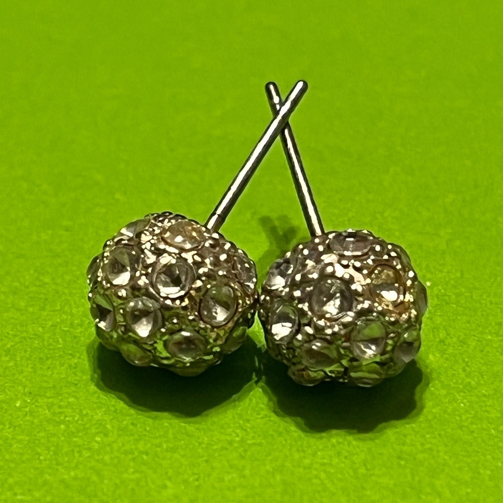 Stud Silver Rhinestone Earrings - image 8